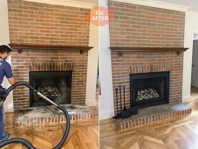 Lake Wylie Chimney Sweep carefully sanitizing a fireplace in Lake Wylie, SC