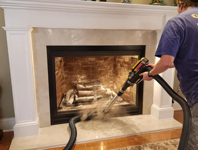 Fireplace cleaning performed by Lake Wylie Chimney Sweep in Lake Wylie, SC